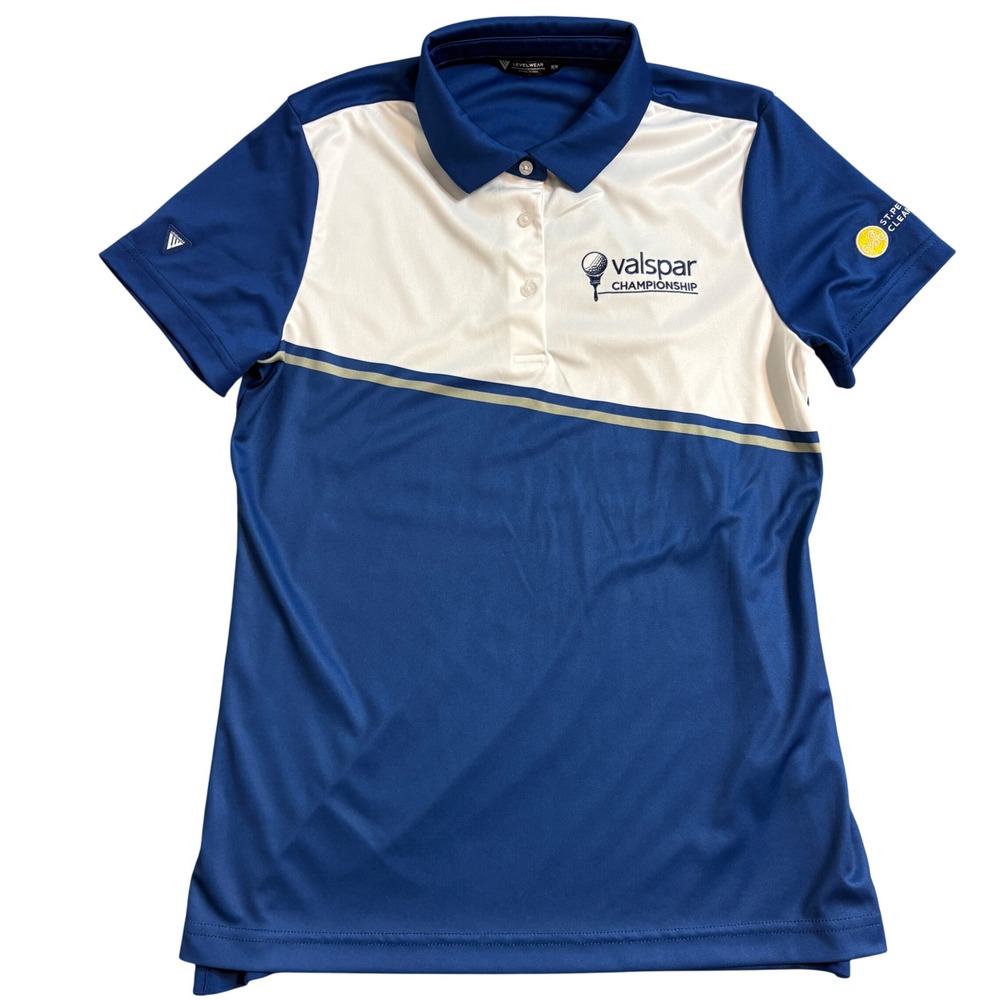 Levelwear Womens Valspar Championship Golf Polo Shirt Blue White Size M
